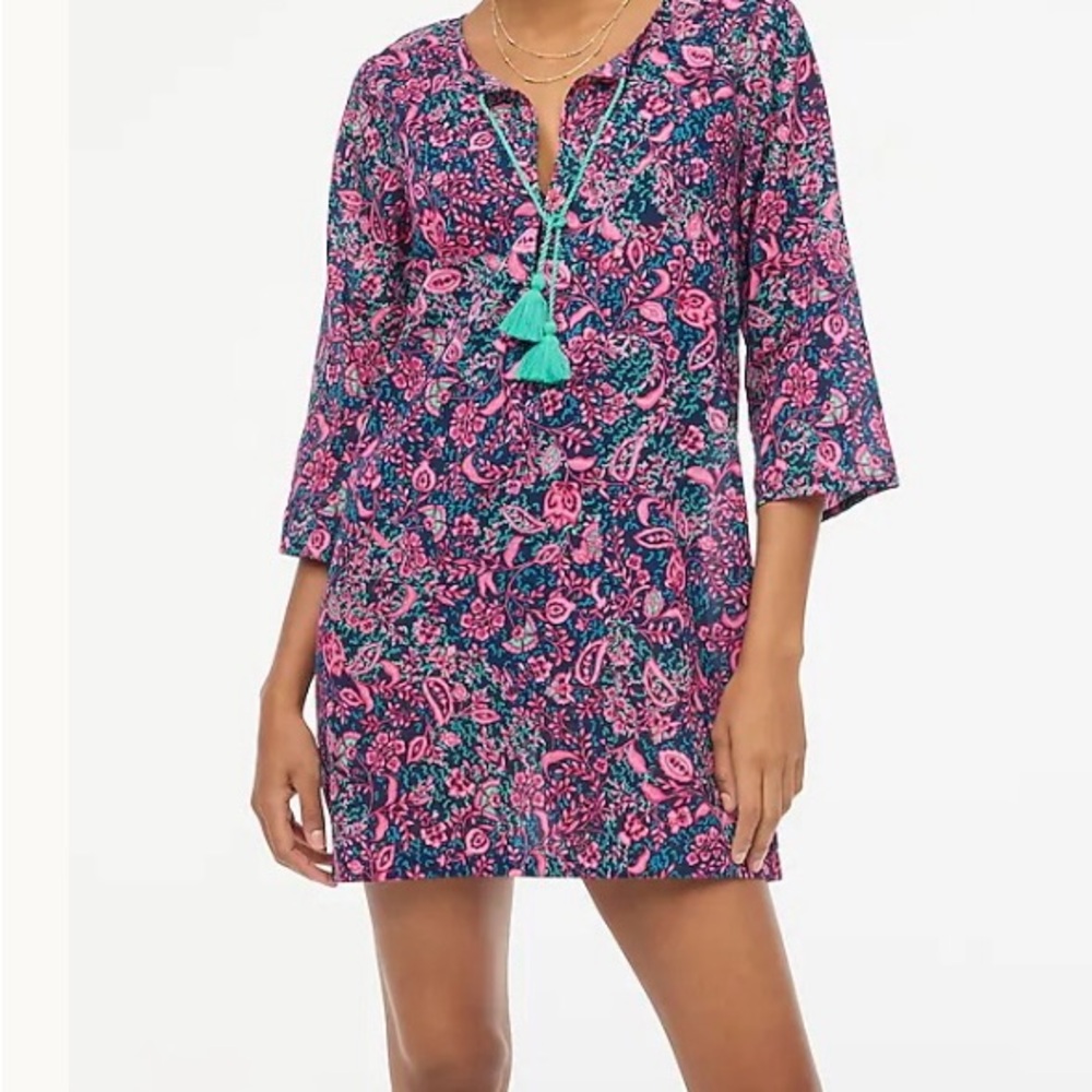 J Crew Floral  Navy, Pink and Green Dress Coverup. NWT